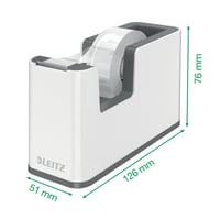 Leitz WOW Duo Colour Stolový odvíjač lepiacej pásky s páskou, biela/sivá 4