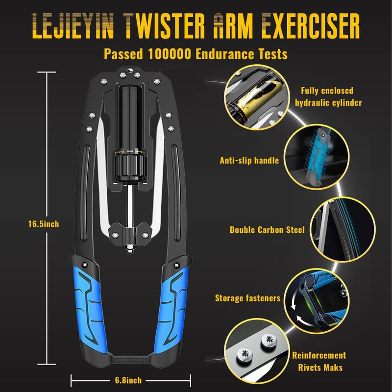 LEJIEYIN Állítható Power Twister 10-200 kg - Hidraulikus Mellizom Edző Eszköz Felsőtest Erősítéshez - Kék Fitness Edzőgép Otthoni Edzéshez