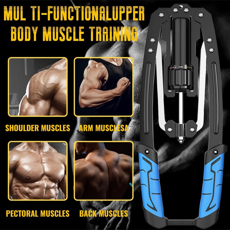 LEJIEYIN Állítható Power Twister 10-200 kg - Hidraulikus Mellizom Edző Eszköz Felsőtest Erősítéshez - Kék Fitness Edzőgép Otthoni Edzéshez