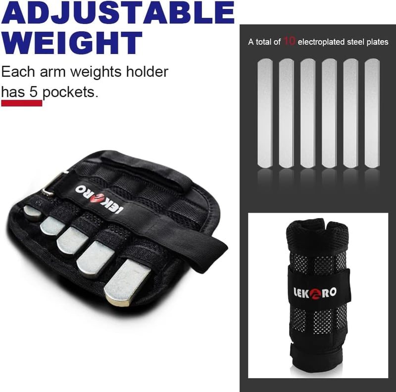 LEKÄRO Állítható Csuklósúly Pár Fitness Edzéshez Futáshoz Sétához - Black - 1 kg