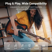 LEKATO 5.8 GHz Vezeték Nélküli Gitár Rendszer - Újratölthető Digitális Adó-Vevő Szett Elektromos Gitárhoz és Basszusgitárhoz 6
