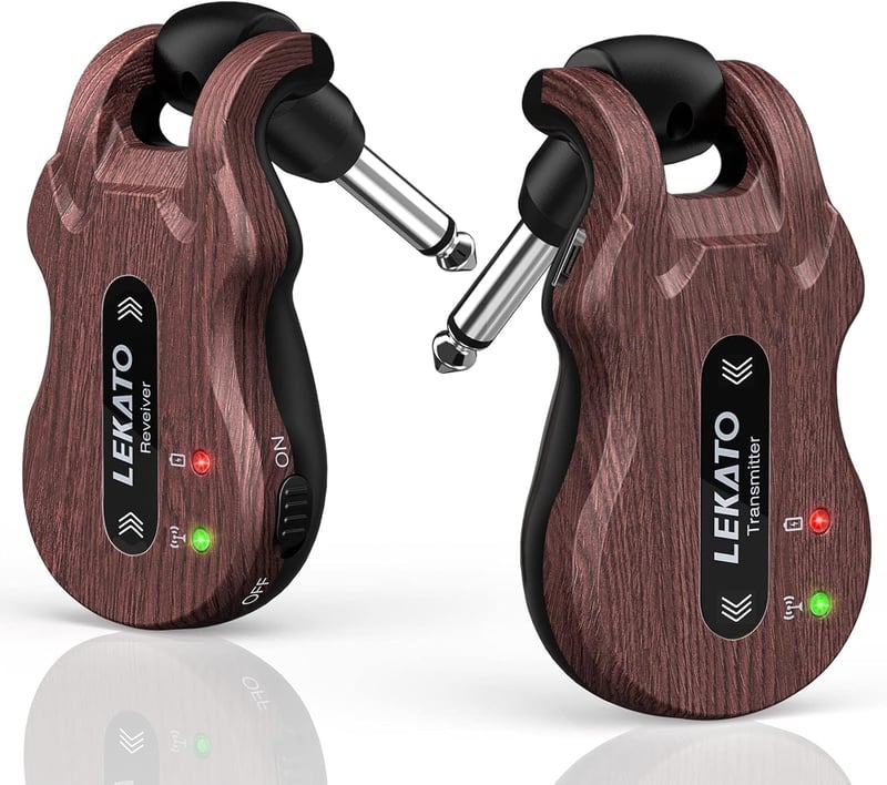 LEKATO 5.8 GHz Vezeték Nélküli Gitár Rendszer - Újratölthető Digitális Adó-Vevő Szett Elektromos Gitárhoz és Basszusgitárhoz
