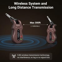 LEKATO 5.8 GHz Vezeték Nélküli Gitár Rendszer - Újratölthető Digitális Adó-Vevő Szett Elektromos Gitárhoz és Basszusgitárhoz 3