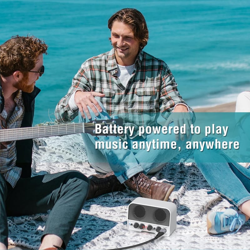 LEKATO 5W Mini Gitárerősítő Bluetooth 5.0 Funkcióval - Hordozható Elektromos Gitár Kombó Erősítő Kettős Hangszóróval, Clean és Overdrive Csa