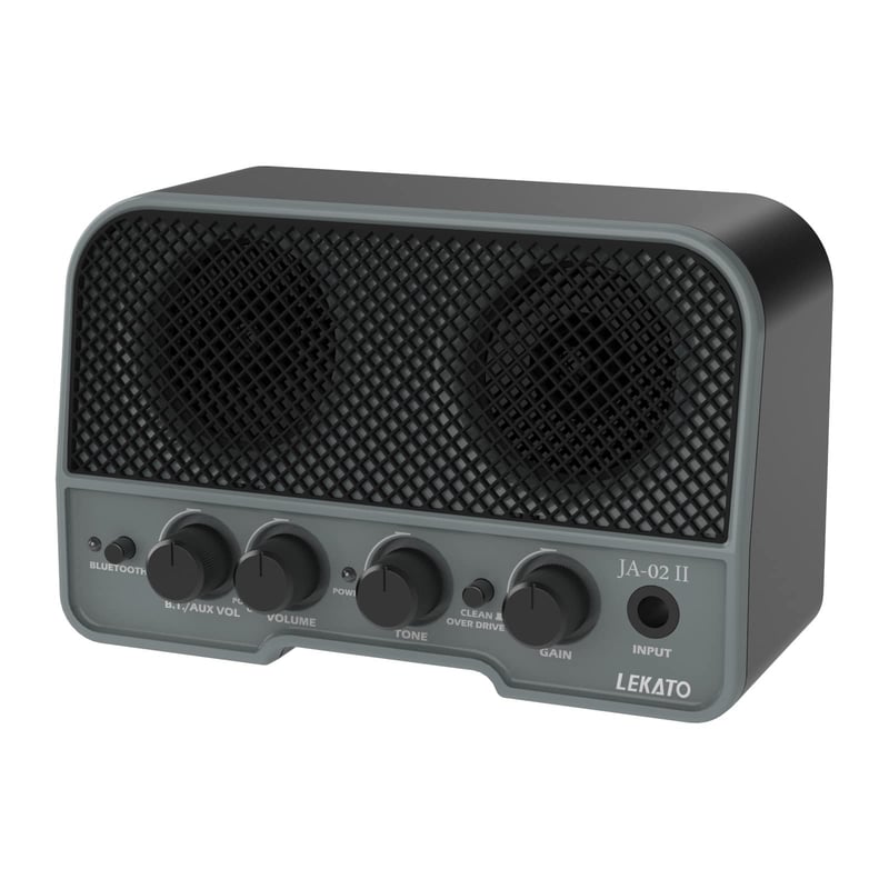 LEKATO 5W Mini gitarový zosilňovač s dvoma reproduktormi - Prenosné kombo pre elektrickú gitaru s Clean a Overdrive kanálom, Bluetooth 5.0, Nový