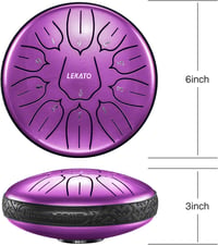 LEKATO Acél Nyelv Dob 15,2 cm, 11 Hangú D-dúr Steel Tongue Drum Kezdőknek, Meditációs Hangszer Gyöngyház Lila Színben, Ütőkkel és Táskával 7