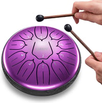 LEKATO Acél Nyelv Dob 15,2 cm, 11 Hangú D-dúr Steel Tongue Drum Kezdőknek, Meditációs Hangszer Gyöngyház Lila Színben, Ütőkkel és Táskával 8