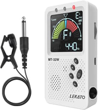 LEKATO Digitális Metronóm Hangoló - Újratölthető, Nagy LCD Kijelző, Gitár, Basszus, Hegedű, Ukulele Hangszerekhez, Fehér 1