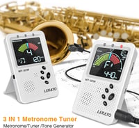 LEKATO Digitális Metronóm Hangoló - Újratölthető, Nagy LCD Kijelző, Gitár, Basszus, Hegedű, Ukulele Hangszerekhez, Fehér 2