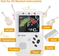 LEKATO Digitális Metronóm Hangoló - Újratölthető, Nagy LCD Kijelző, Gitár, Basszus, Hegedű, Ukulele Hangszerekhez, Fehér 7