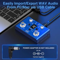 LEKATO Gitár Looper Pedál Hangoló Funkcióval - 4 Memóriahely, 11 Perces Felvétel, 30 Dobminta, USB Csatlakozás, Applikációs Szerkesztés, Ele 6