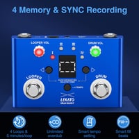LEKATO Gitár Looper Pedál Hangoló Funkcióval - 4 Memóriahely, 11 Perces Felvétel, 30 Dobminta, USB Csatlakozás, Applikációs Szerkesztés, Ele 5