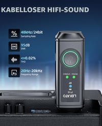 LEKATO P16 Bluetooth XLR prijímač, Hi-Fi stereo audio prijímač s dosahom 50 m, 15-hodinovou výdržou batérie, mono/stereo režimom, pre PA a DJ mixážne pulty 3