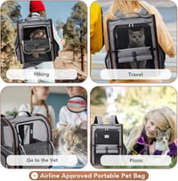 Lekespring 2in1 Kisállat Hordozó Hátizsák Trolley Funkcióval - Bővíthető Szürke Kutyahordozó 10kg-ig, Kényelmes Utazótáska Kistestű Kutyákna 7