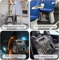 Lekespring 2in1 Kisállat Hordozó Hátizsák Trolley Funkcióval - Bővíthető Szürke Kutyahordozó 10kg-ig, Kényelmes Utazótáska Kistestű Kutyákna 6