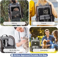 Lekespring Expandable hátizsák macskáknak kutyáknak 8kg-ig szürke biztonsági vezetékkel 7