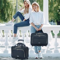 Lekespring Gurulós Laptop Táska Kerekes Trolley 15.6 Hüvelykes Notebook Vízálló Utazó Bőrönd Fekete Üzleti Férfi Női 6
