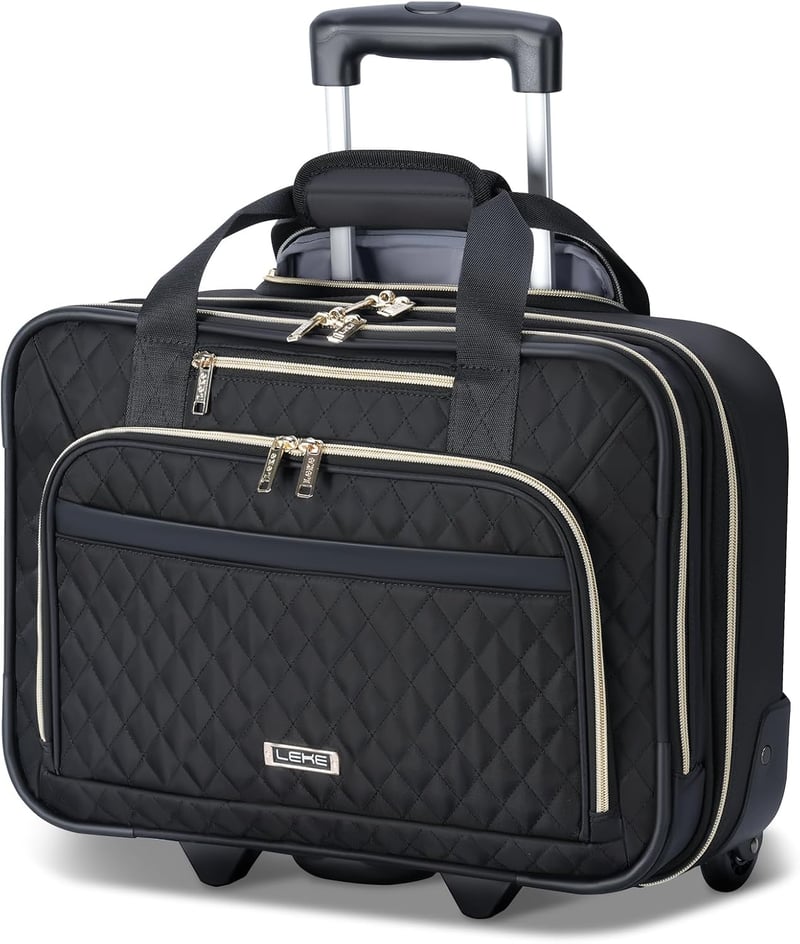 Lekespring Gurulós Laptop Táska Kerekes Trolley 15.6 Hüvelykes Notebook Vízálló Utazó Bőrönd Fekete Üzleti Férfi Női
