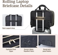 Lekespring Gurulós Laptop Táska Kerekes Trolley 15.6 Hüvelykes Notebook Vízálló Utazó Bőrönd Fekete Üzleti Férfi Női 5