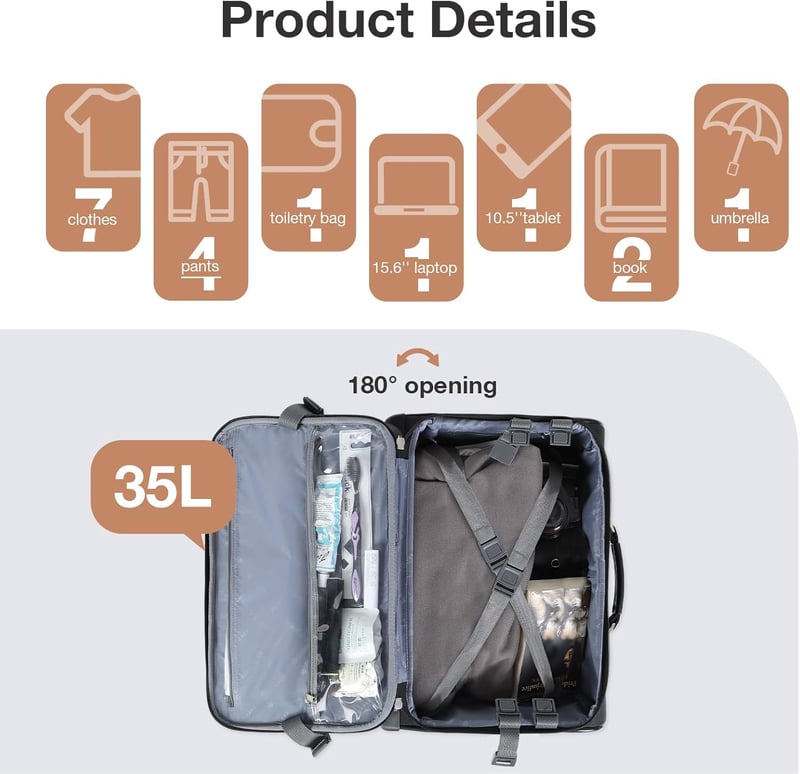Lekespring Üzleti Gurulós Bőrönd TSA Zárral 15.6" Laptop Rekesszel Fekete