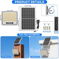 Proiector Solar de Exterior LEKIA cu Acumulator 12000mAh, Telecomandă, 3000K/4500K/6500K, Cablu 5m, Senzor Crepuscular, pentru Parcare, Curte, Garaj - 1 buc 7