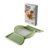 Lékué Platinum szilikon gőzölő tok zöld tálcával és receptkönyvvel, 3-4 személyes, 1400 ml 1