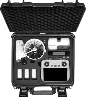 Carcasă rigidă impermeabilă LEKUFEE pentru DJI Fly More Combo, compatibilă cu DJI RC 2, RC N3 și RC N2, 8 baterii, hub de încărcare și accesorii, doar geanta