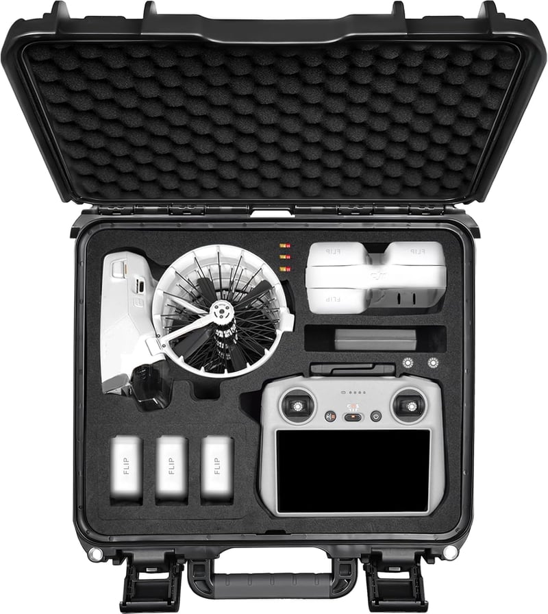 Carcasă rigidă impermeabilă LEKUFEE pentru DJI Fly More Combo, compatibilă cu DJI RC 2, RC N3 și RC N2, 8 baterii, hub de încărcare și accesorii, doar geanta