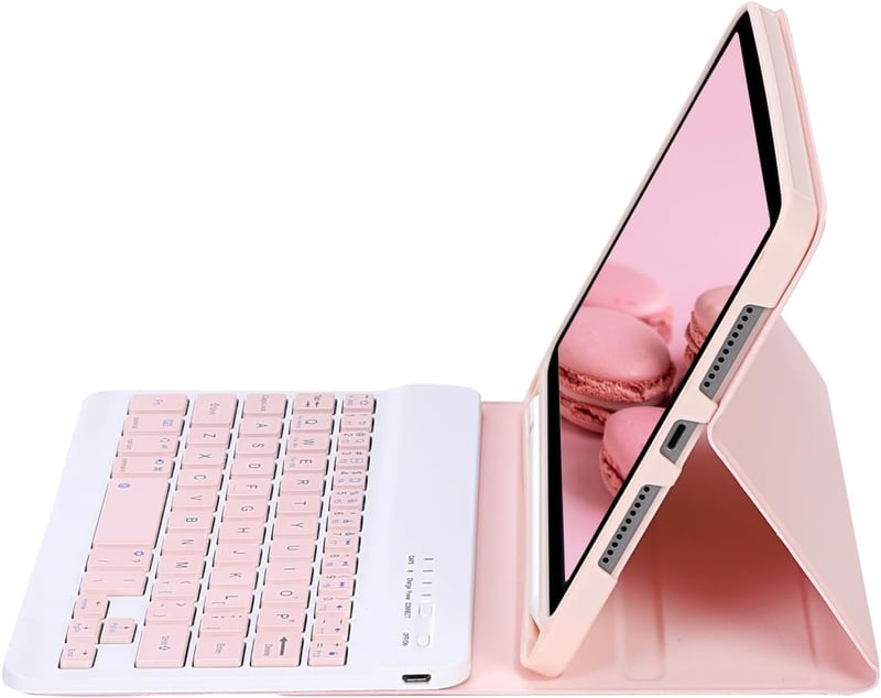 leleyo iPad Mini 1/2/3/4/5 Mágneses Billentyűzetes Tok Pink QWERTY