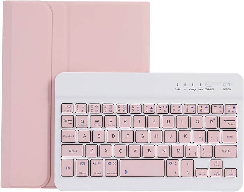 leleyo iPad Mini 1/2/3/4/5 Mágneses Billentyűzetes Tok Pink QWERTY