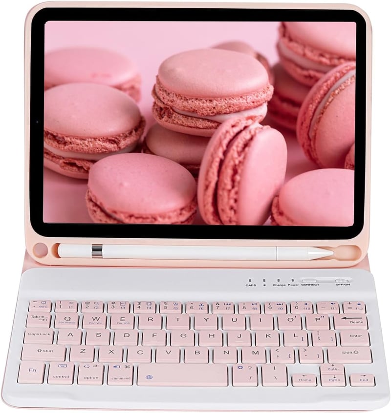 leleyo iPad Mini 1/2/3/4/5 Mágneses Billentyűzetes Tok Pink QWERTY