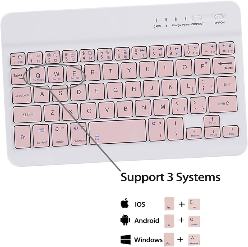 leleyo iPad Mini 1/2/3/4/5 Mágneses Billentyűzetes Tok Pink QWERTY