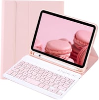 leleyo iPad Mini 1/2/3/4/5 Mágneses Billentyűzetes Tok Pink QWERTY 1