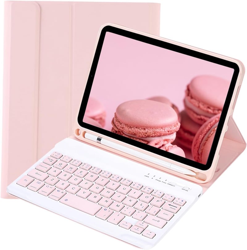 leleyo iPad Mini 1/2/3/4/5 Mágneses Billentyűzetes Tok Pink QWERTY