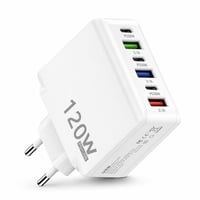 Leloco 120W USB-C nabíjačka, 6-portová rýchlonabíjačka (3x USB-A + 3x USB-C), pre iPhone 16/15/14/13, iPad, Samsung, Google Pixel, notebooky a tablety 1