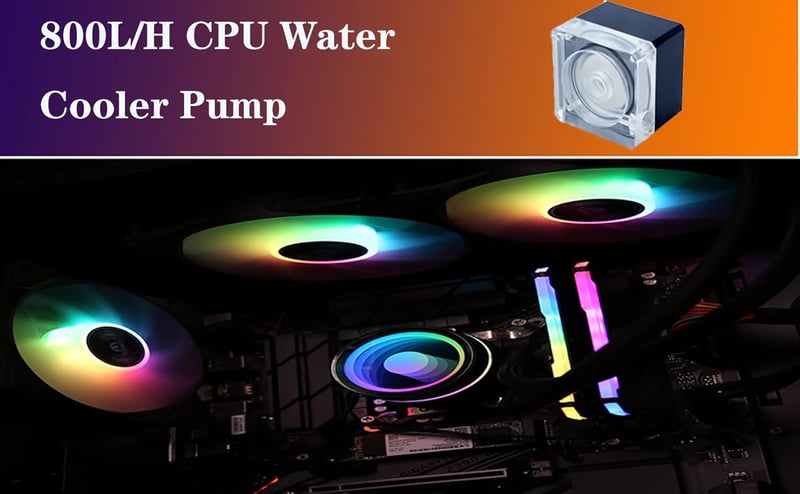 Lelukee CPU vízcsaló szivattyú PWM 800L/H G1/4 számítógéphez