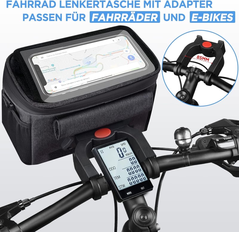 LEMEGO 5.3L Vízálló Kormánytáska E-Bike és Kerékpár Telefontartóval