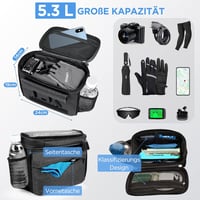 LEMEGO 5.3L Vízálló Kormánytáska E-Bike és Kerékpár Telefontartóval 3