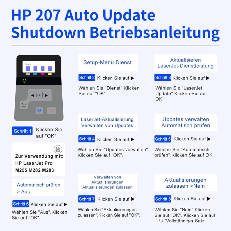 Lemero 207A Toner szett HP Color LaserJet Pro m283fdw m255dw m282nw nyomtatóhoz, 4 db (CMYK)