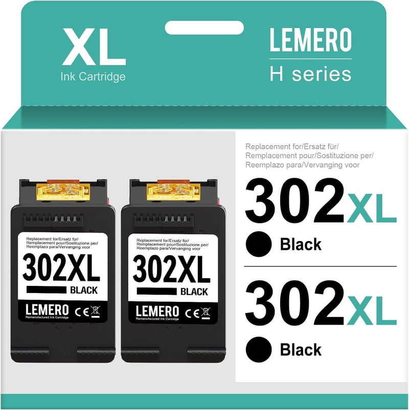 Lemero 302XL fekete tintapatron HP 302 kompatibilis - 2 db