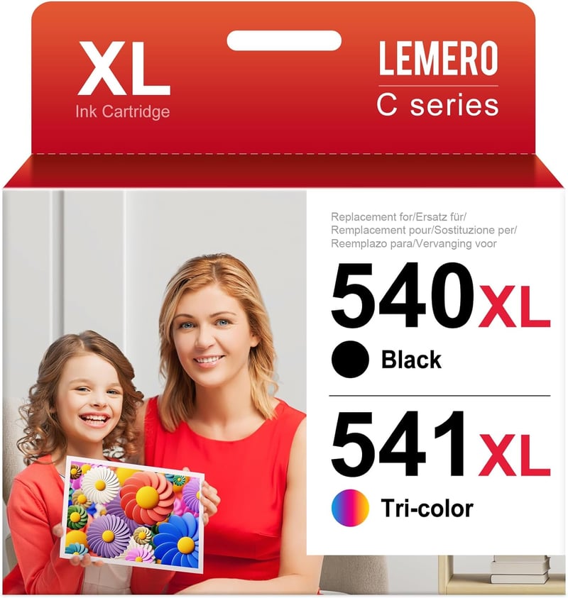 LEMERO Utángyártott Nagy Kapacitású PG-540XL CL-541XL Tintapatron Canon Pixma MG2150 MG3150 MG3550 MG4150 MX375 MX435 MX515 Nyomtatókhoz, Fe