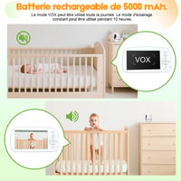 Detská pestúnka LEMFO s 5,0" HD displejom, 5000 mAh batériou, 720P kamerou, monitorovaním teploty a hluku, nočným videním a funkciou VOX 4