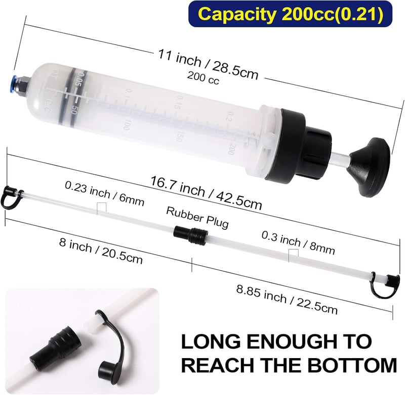 LEMOTO 200ml Olajszívó Fecskendő - Kézi Folyadék Szivattyú Fékfolyadékhoz, Motorolajhoz, Hűtőfolyadékhoz - Autó Olajleszívó Pumpa - 200cc-1
