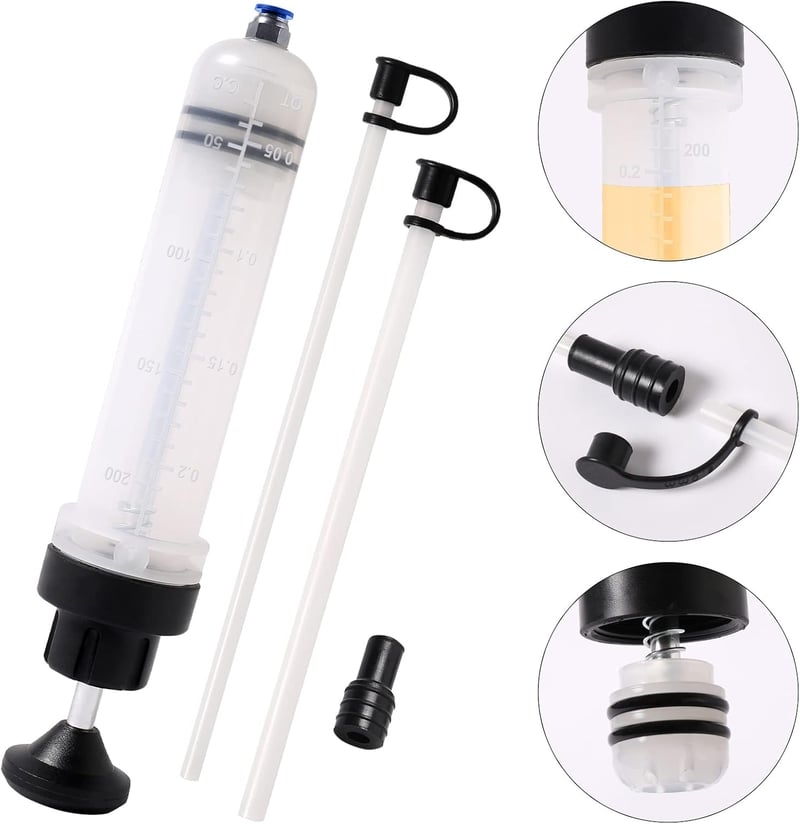 LEMOTO 200ml Olajszívó Fecskendő - Kézi Folyadék Szivattyú Fékfolyadékhoz, Motorolajhoz, Hűtőfolyadékhoz - Autó Olajleszívó Pumpa - 200cc-1