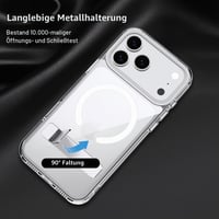 Magnetický kryt Lemxiee pre iPhone 17 Pro Max so stojanom, priehľadné ochranné puzdro kompatibilné s MagSafe 8