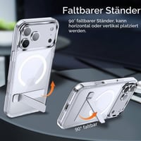 Magnetický kryt Lemxiee pre iPhone 17 Pro Max so stojanom, priehľadné ochranné puzdro kompatibilné s MagSafe 5