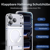 Magnetický kryt Lemxiee pre iPhone 17 Pro Max so stojanom, priehľadné ochranné puzdro kompatibilné s MagSafe 9