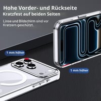 Magnetický kryt Lemxiee pre iPhone 17 Pro Max so stojanom, priehľadné ochranné puzdro kompatibilné s MagSafe 4