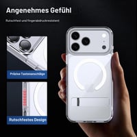 Magnetický kryt Lemxiee pre iPhone 17 Pro Max so stojanom, priehľadné ochranné puzdro kompatibilné s MagSafe 7