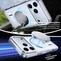 Magnetický kryt Lemxiee pre iPhone 17 Pro Max so stojanom, priehľadné ochranné puzdro kompatibilné s MagSafe 2